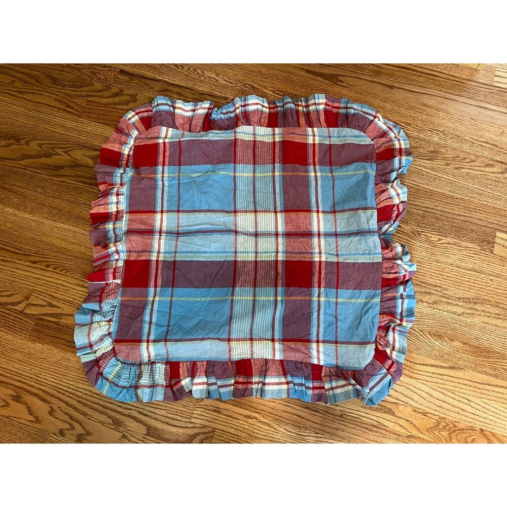 Ralph Lauren Home Red Blue Madras Plaid Spinnaker Beach House 24" Pillow Sham